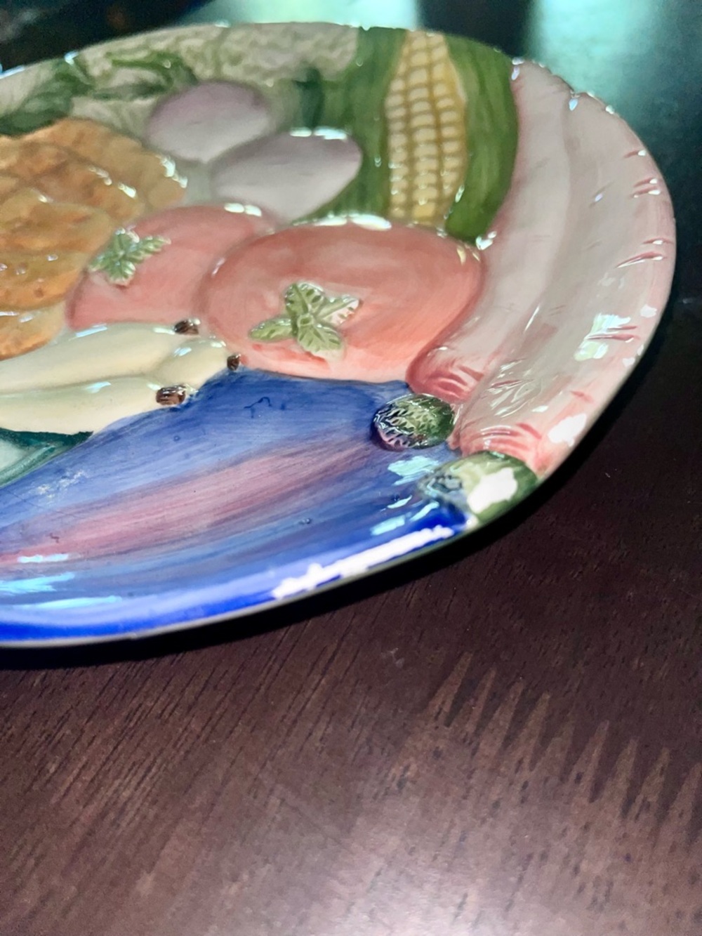 Vintage 1996 Fitz&Floyd pygmalion cabbage leaf canapé plate | hand painted - Picture 3 of 9